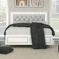 thumbnail image 1 of Grey and White Queen Bed with LED Light Padded Headboard - 12 Slats for Mattress Support, 1 of 9