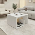 thumbnail image 1 of White and Light Oak Side Table in Melamine - Perfect for Clutter-Free Organization, 1 of 7