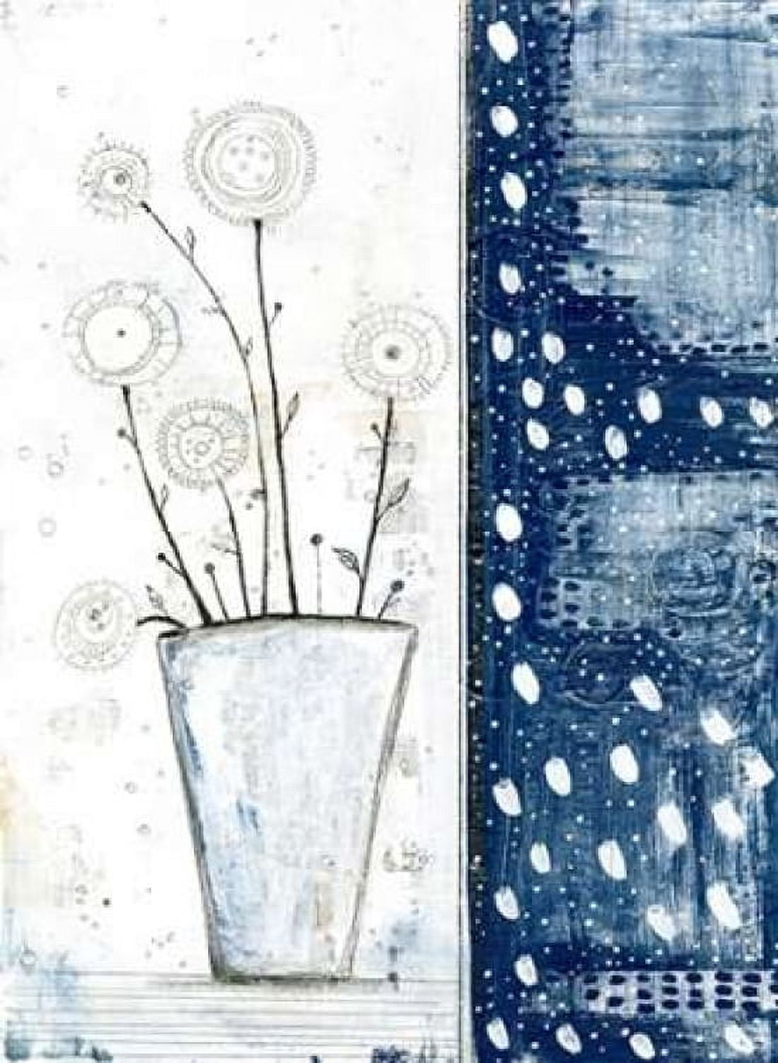 White and Navy Floral Canvas Art - Sarah Ogren (18 x 24)