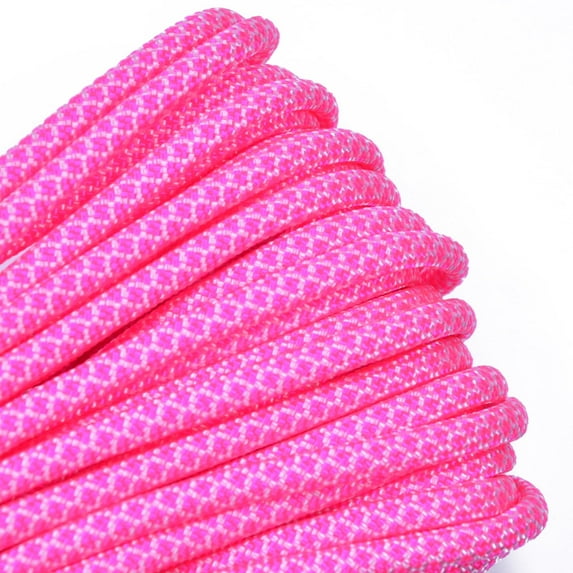 White and Neon Pink Diamonds Color - 10FT - Bored Paracord Brand