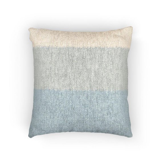 White and Pale Aqua Blue Ombre Gradient Woven Pillow, Cotton-Polyester Shell for Sofa, Chair and Bedroom Decor