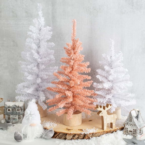 White and Pink Artificial Canadian Pine Trees Set by Factory Direct Craft