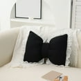 thumbnail image 1 of White and Pink Bow Shaped Decorative Pillow with Ruffled Edge for Sofa Bed and Car Backrest Support, 1 of 6