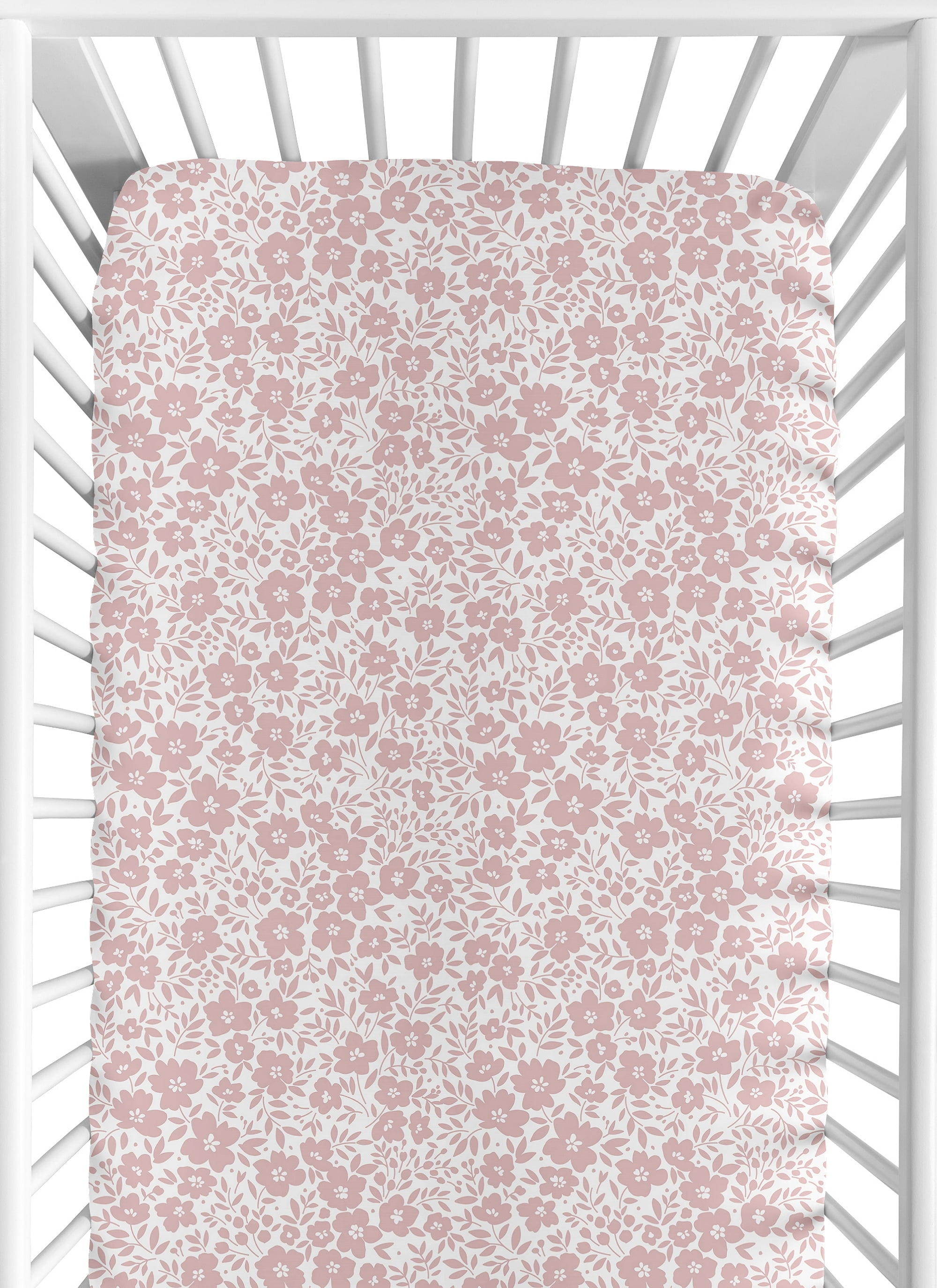 Sweet Jojo Designs Floral Pink and White Fitted Crib Sheet