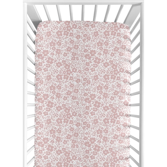 Sweet Jojo Designs Floral Pink and White Fitted Crib Sheet