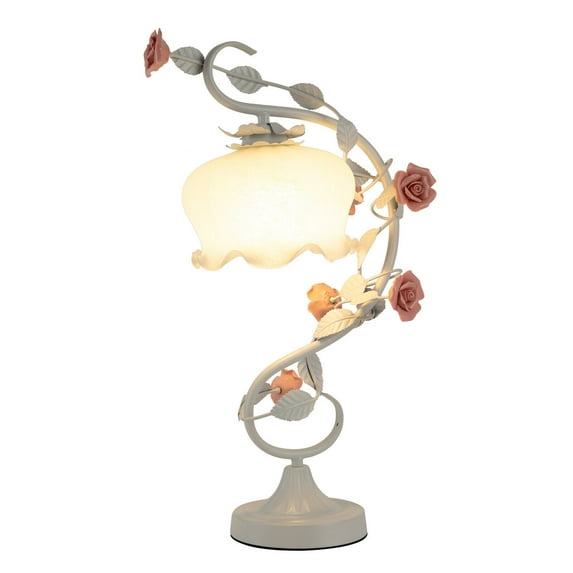 White and Pink Pastoral Style Flower LED Table Lamp Desk light Reading lamp For Girl's Room
