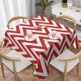 thumbnail image 1 of White and Red Chevron, Zig Zag Design Soft Tablecloth Square Dinng Table Covers for Kitchen & Table Linens 52" x 52", 1 of 8