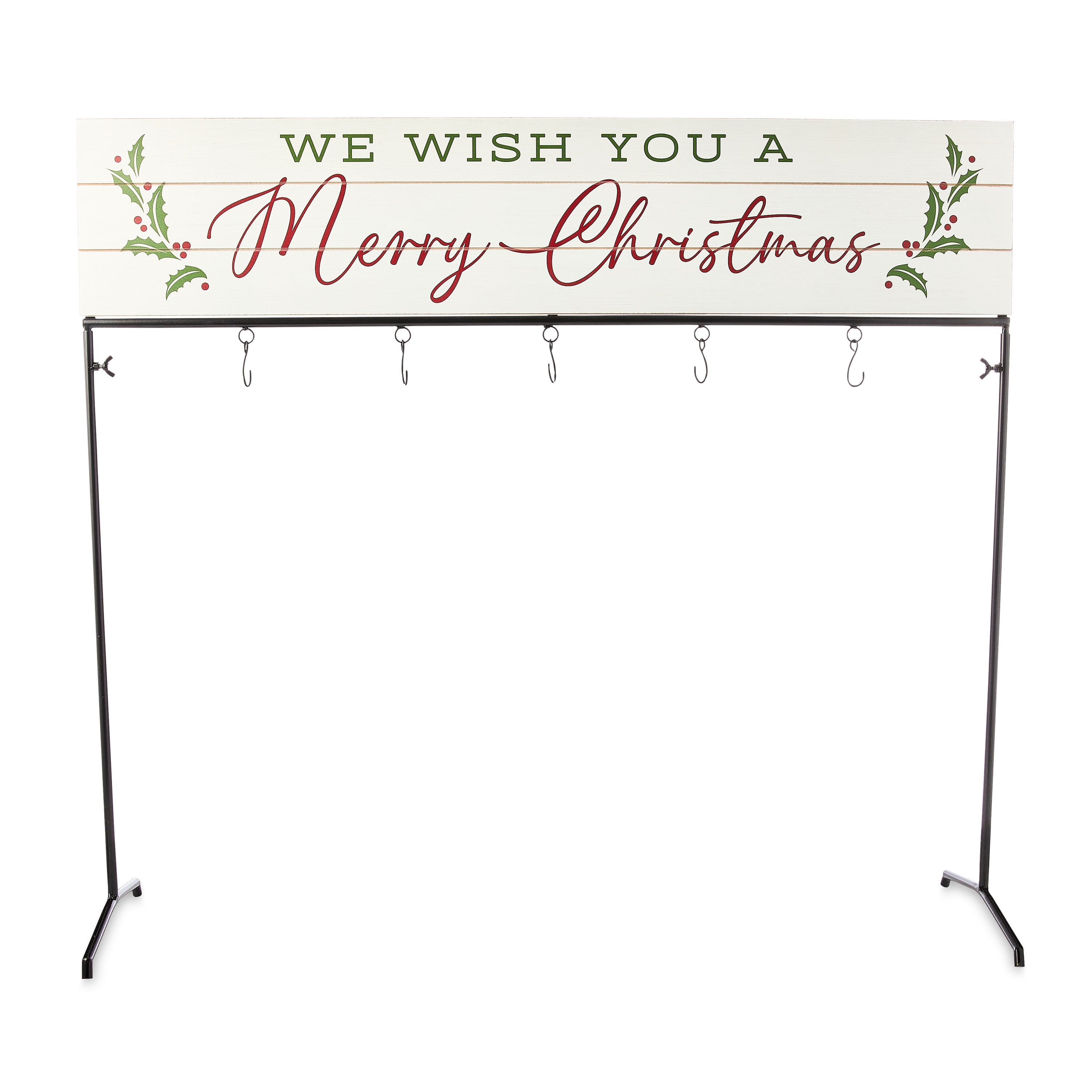 White and Red Knock Down Christmas Stocking Holder, 32 in, .26lb, by