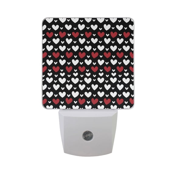 White and Red Love Heart Night Light 2 Pack LED Nightlight Plug into Wall Dusk to Dawn Sensor Soft White