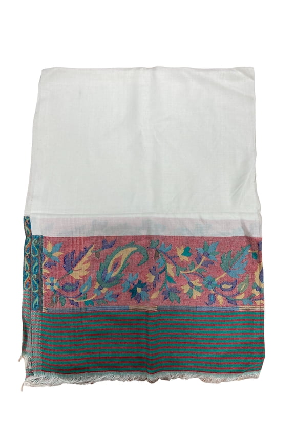 White and Red Modal Scarf with Kani Prints For Women Exquisite Unique Summer/Spring Collection Lightweight Soft Scarf Shawl Wrap