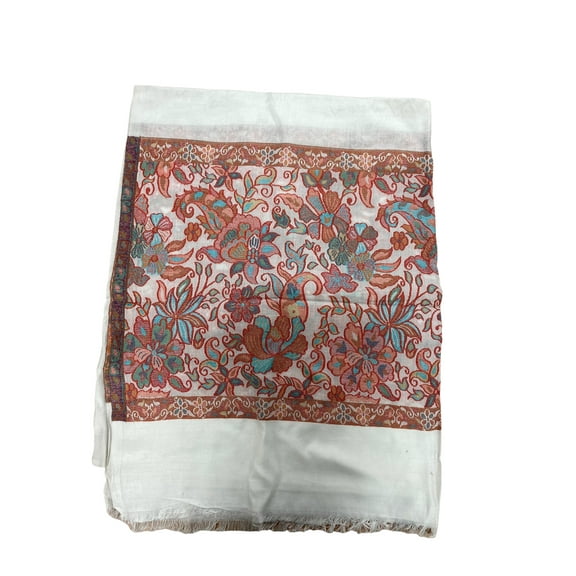 White and Red Modal Scarf with Kani Prints For Women Exquisite Unique Summer/Spring Collection Lightweight Soft Scarf Shawl Wrap