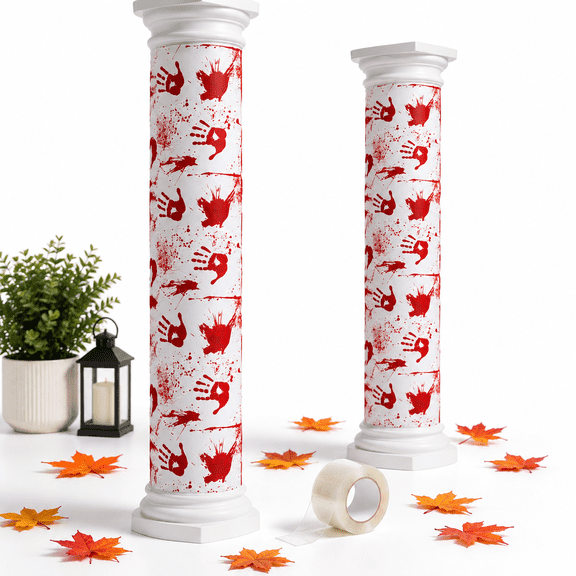 White and Red Red Handprint 137*184cm Outdoor Porch Column Wrap Decor