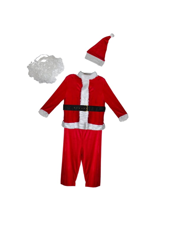White and Red Santa Claus Men's Christmas Costume Set - Standard Size