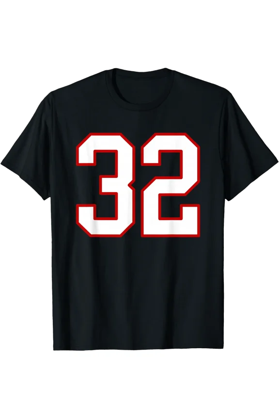 White and Red Sports Number 32 Uniform Player T-Shirt