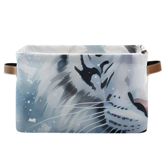 White and Tiger Storage Bins Baskets With Handles Storage Box Clothes Organizer Organization Toys