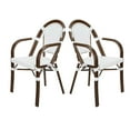 thumbnail image 1 of White and White, with Arms, French Bistro Patio Dining Chair by Chivari, 2 Pack, 1 of 14