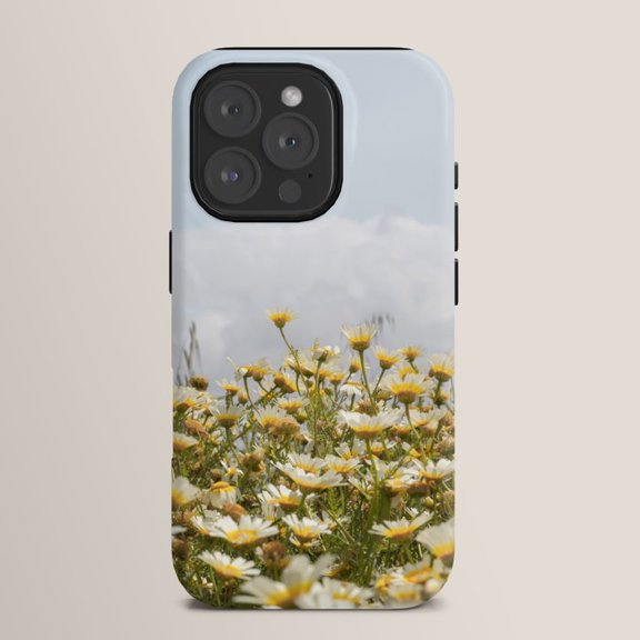 White and Yellow Daisy Field Tough Case for Apple iPhone 11-17 Series, Polycarbonate and TPU