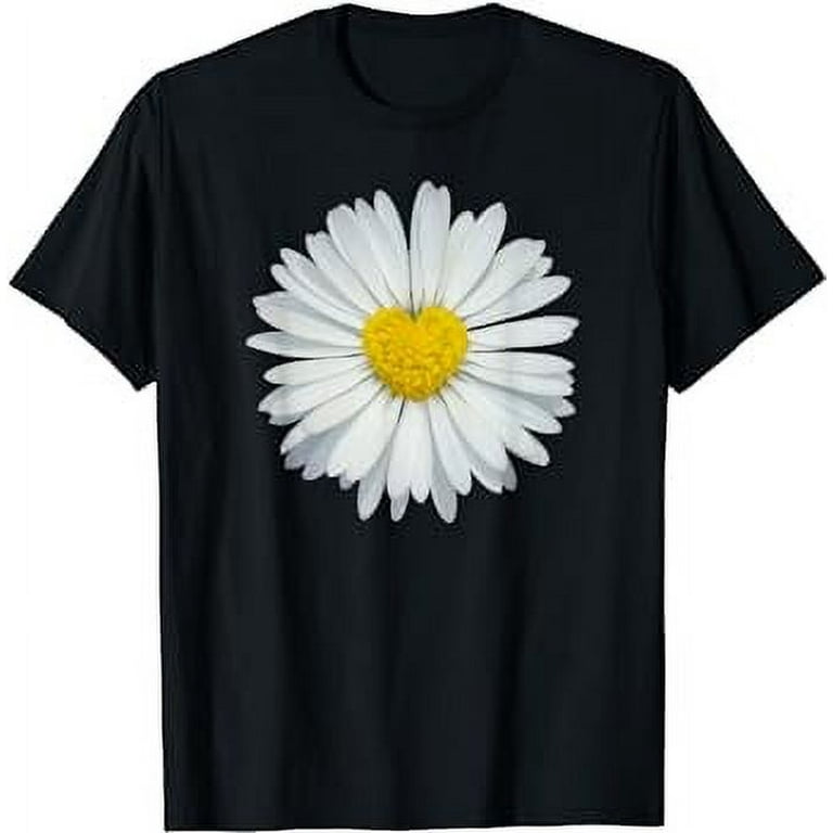 White And Yellow Heart Daisy T-Shirt Flower Rave Tee White And Yellow Heart Daisy T-Shirt Flower Rave Tee