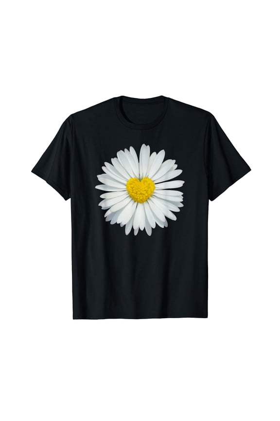 White and Yellow Heart Daisy T-Shirt Flower Rave Tee