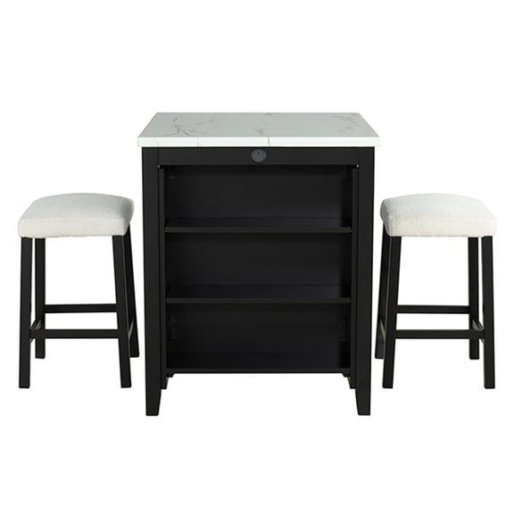 White and black harmony - USB charging and high gloss - Dining room use - Transitional 3pc dining solution