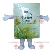 White and green tea bag box mascot