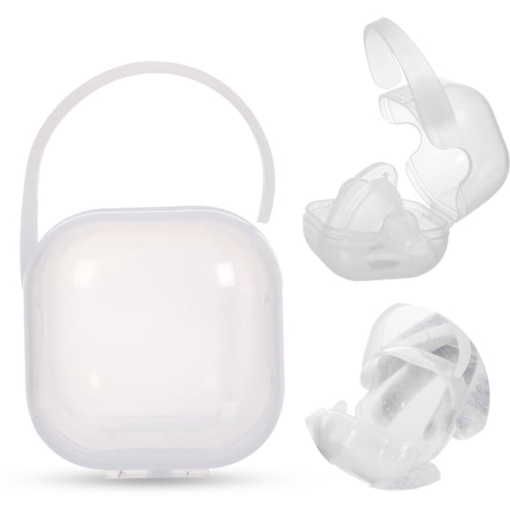 White ba-by Pacifier Storage Box,Pacifier Case Cover Pacifier Clips Container Portable Pacifier Teat Cradle Case Holder Travel Storage Box