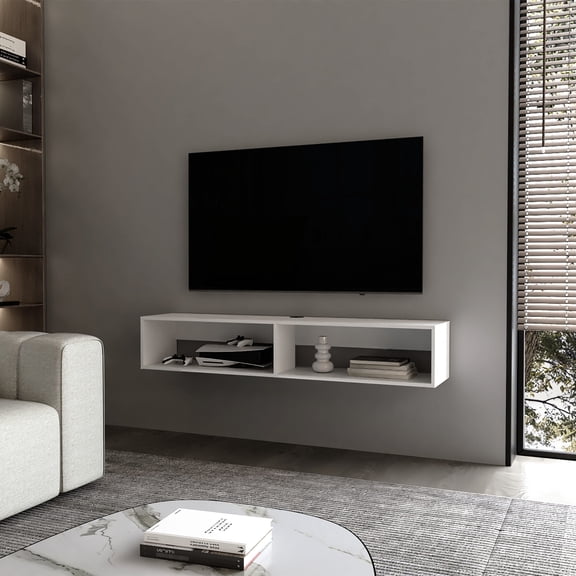 White central floating media unit / Provide ample space for media devices