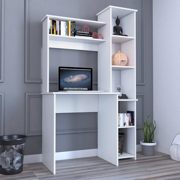 White - colored - Shelves and cubbies for storage - Writing workspace - Help maintain order