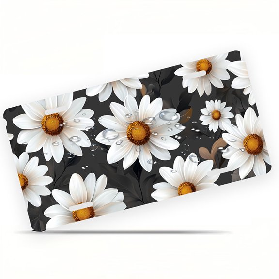 White daisies on dark background Funny Personalized License Plate Rust-proof Stainless Steel Metal License Plate Suitable For Men And Women 12.2" x 6.2"
