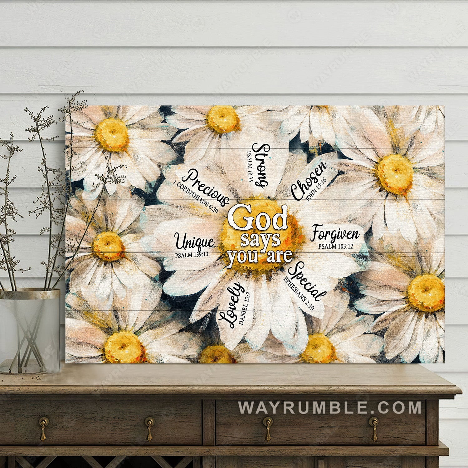 White daisy, Daisy painting, God says you are lovely - Jesus Landscape ...