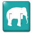thumbnail image 1 of 3dRose, White elephant silhouette. Teal turquoise aqua blue wildlife animal, double toggle switch, 1 of 1