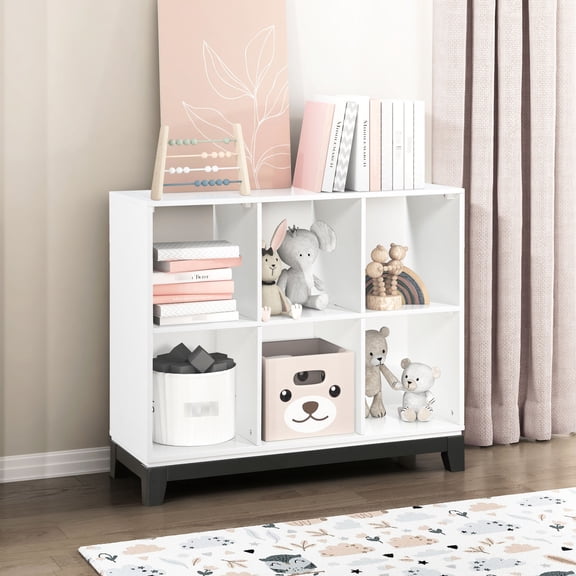 White finish 6-shelf - 3 open cube display - Bedroom storage - Adds style