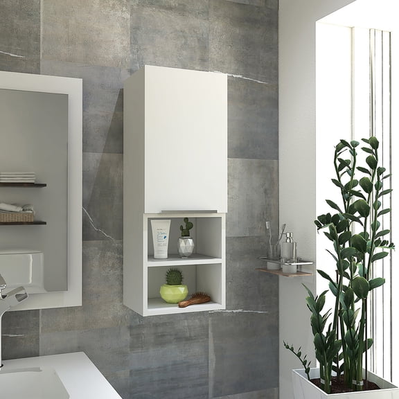 White finish | Bathroom storage solution with multiple shelves | Enhance your bathroom's visual appeal
