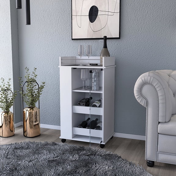 White finish & large surface - Create a charming bar area in your living space