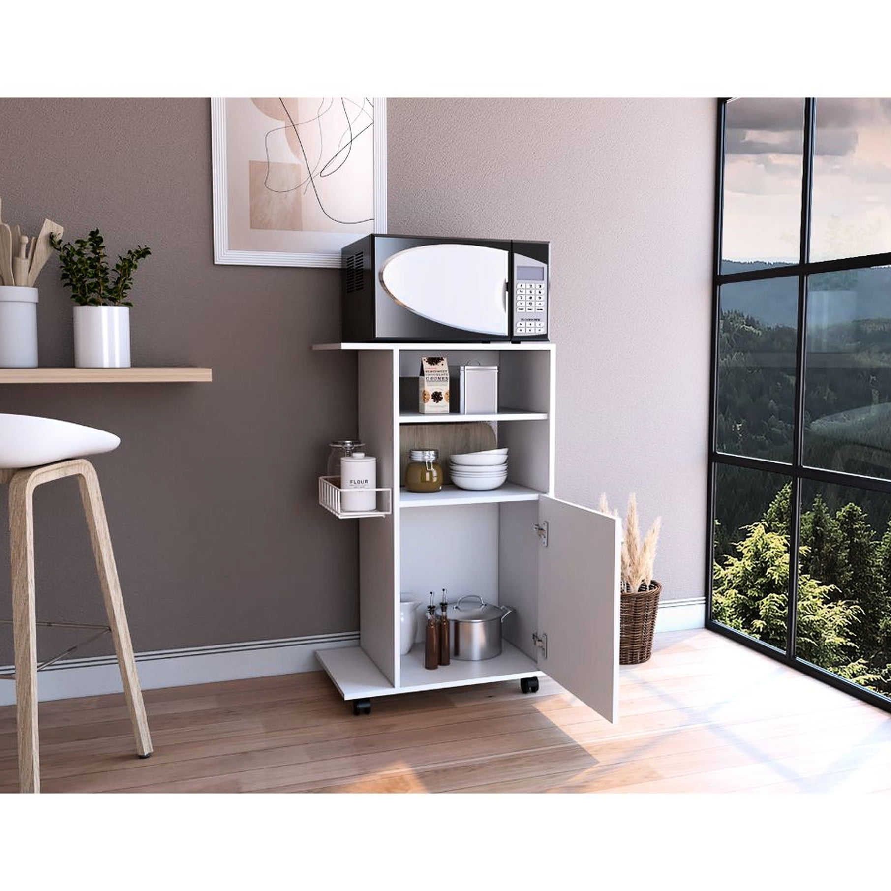 White - finished - Microwave Support - Kitchen Setup - Years of Usefulness
