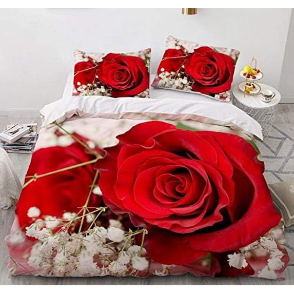 White flowers Duvet Cover Set,Bedding Set for Kids and Adult, Home Decor,Twin Size