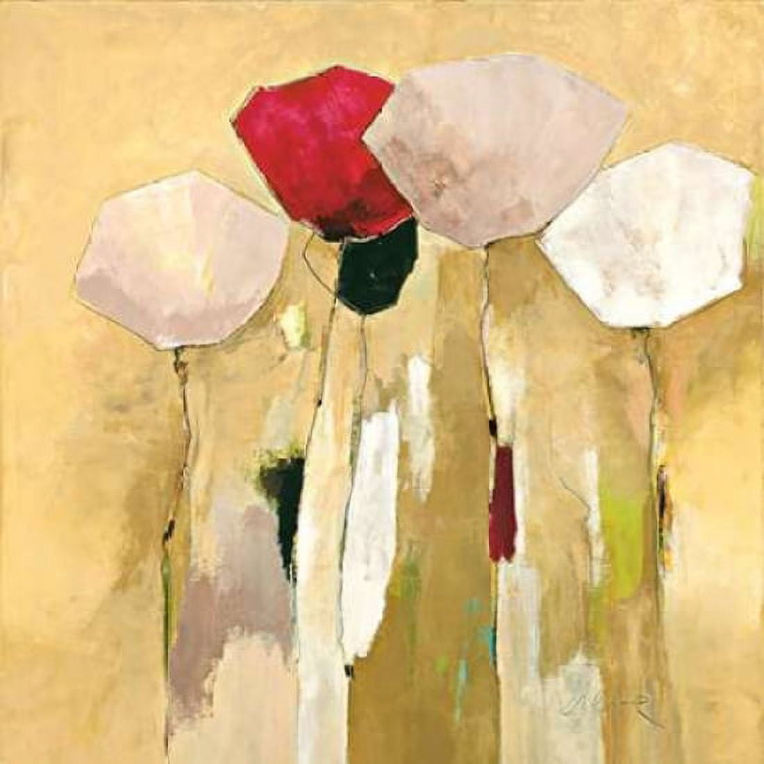 White flowers with red 1 Canvas Art - Anne L Strunk (24 x 24)