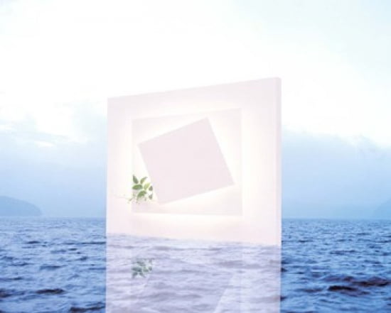 White frame with small vine floating on blue water with reflection Canvas Art - Panoramic Images (24 x 20)