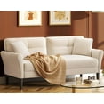 "White living room sofa, solid wood frame, velvet filling, easy to