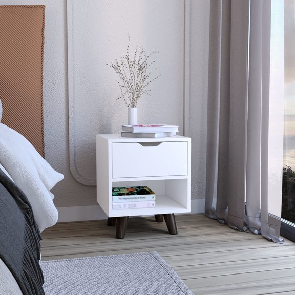 White nightstand with storage / Fits modern bedroom needs