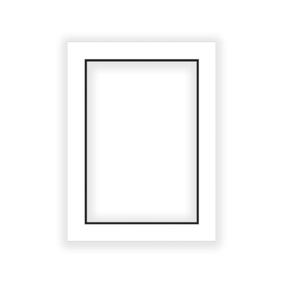 White on Black Double Photo Mat 12x16 for 8x12 Photos - Fits 12x16 Frame