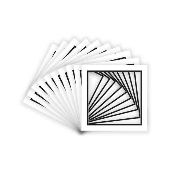 White on Black Double Photo Mat 20x20 for 8x8 Photos - Fits 20x20 Frame