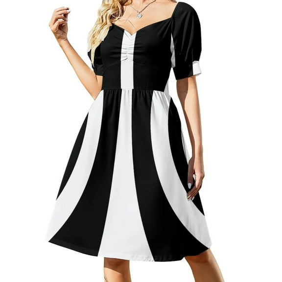 White on Black Sixties Retro Mod Style Dress women party dresses festival outfit women Long dresses