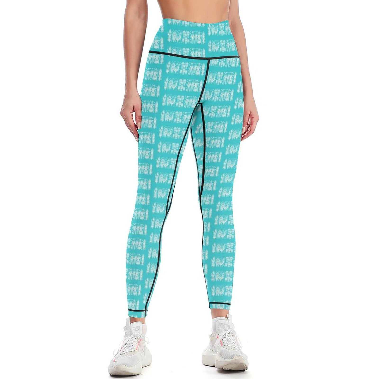 White on Turquoise Pyrex Amish Butterprint Pattern Leggings exercise ...