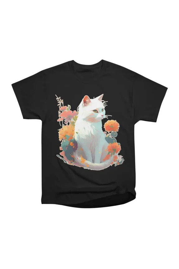 White pastel cat T-Shirt Tee Gift For Him Merch For Her Apparel For Friend