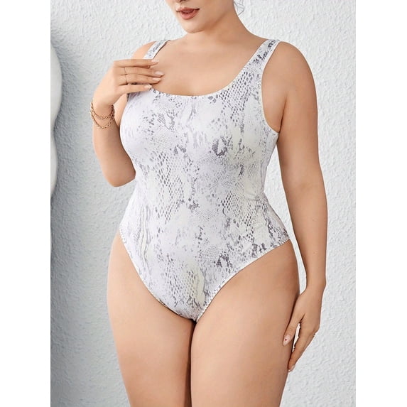 White plus size jumpsuit for women Women's Sexy Bodysuit Leopard Snake Skin Leotard Tank Top Sleeveless Scoop Neck Bodycon Jumpsuit Onesie Romper