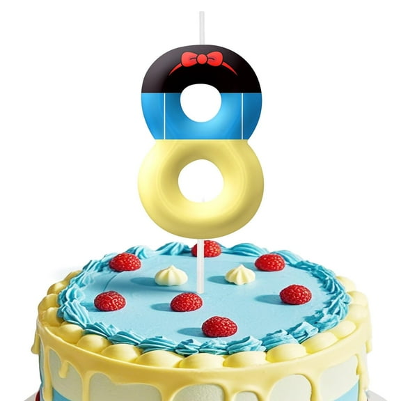 White princess 8 birthday candle, number 8 candle, snow theme party decoration, birthday cake decoration