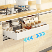 White retractable 12.2 "-20.3" pull-out iron cabinet storage rack with nano coated non drilling drawers, sliding self-locking, suitable for kitchens, bathrooms, food storage rooms, and under sinks