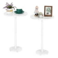 thumbnail image 1 of White round side table Small end table 2 piece set Modern décor dining table Pedestal Drink table with marble base Suitable for small spaces Living room Bedroom Outdoor, 1 of 7