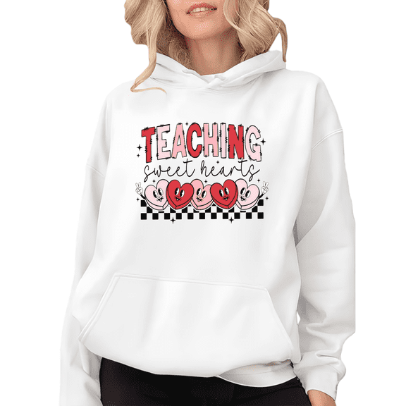 White s - 2xl Print hoodie Sweatshirt Graphic Sweatshirt Valentine's Day Teaching Sweet Hearts Chic Classic Tops